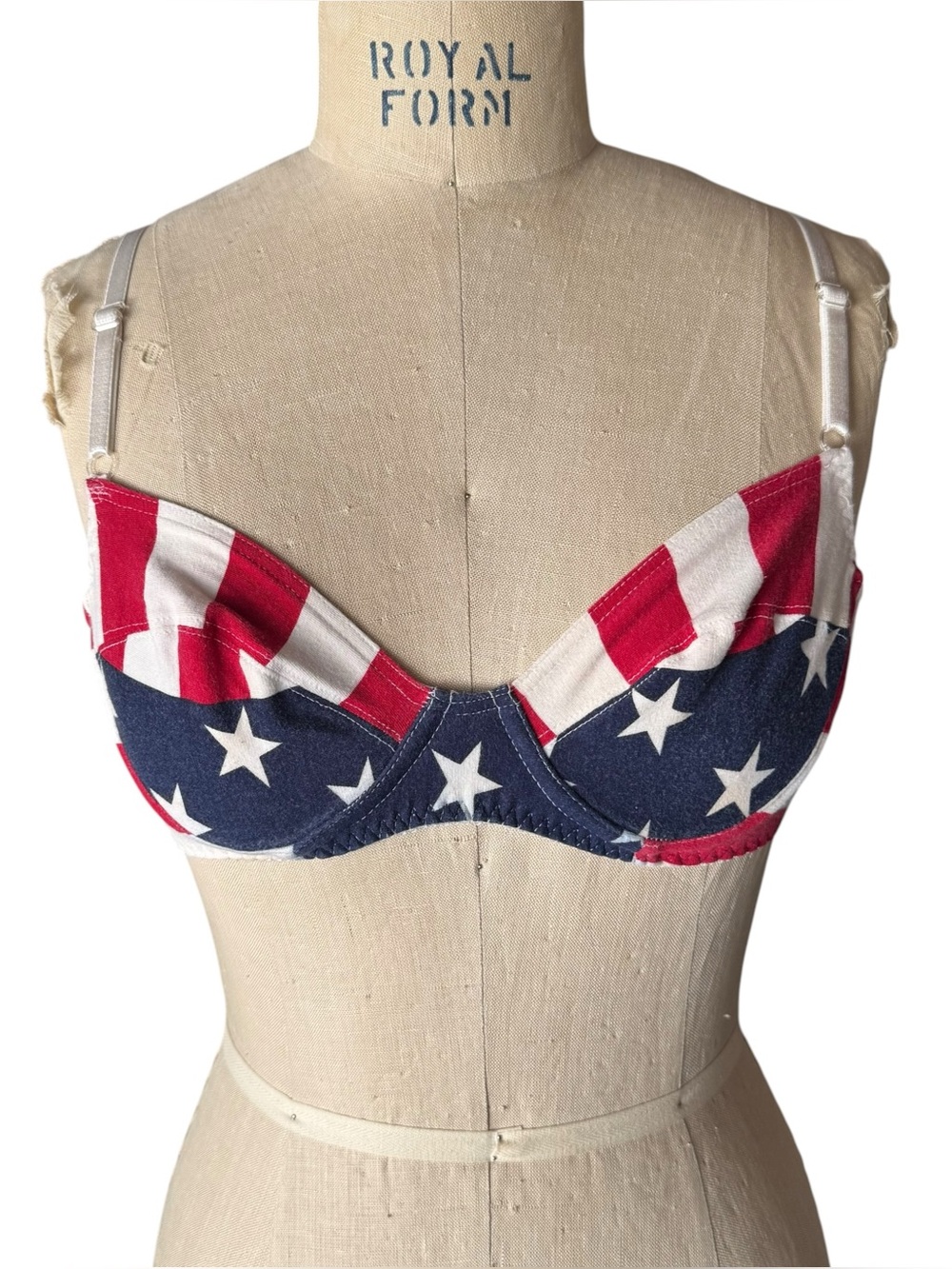 Vintage 90s Bamboo American Flag Bikini Top